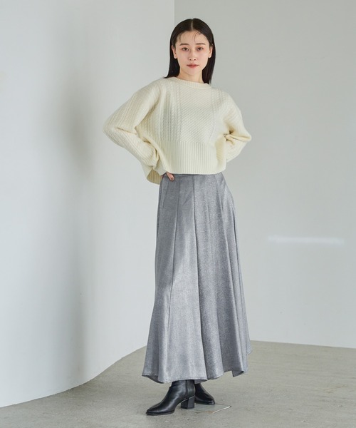 お値下げ♡新品未使用♡タグ付き♡エリー♡ドットフレアスカート ♡グレー♡ ハイウエストティアードフレアスカート（スカート）｜Louere（ルエレ