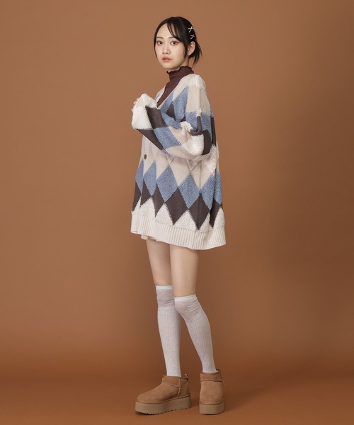 ALAND（エーランド）の「【UNISEX】ALAND／パイルジャガードカーディガン（カーディガン/ボレロ・レディース・ブラック/その他8/チャコール・FREE）」の5枚目の写真