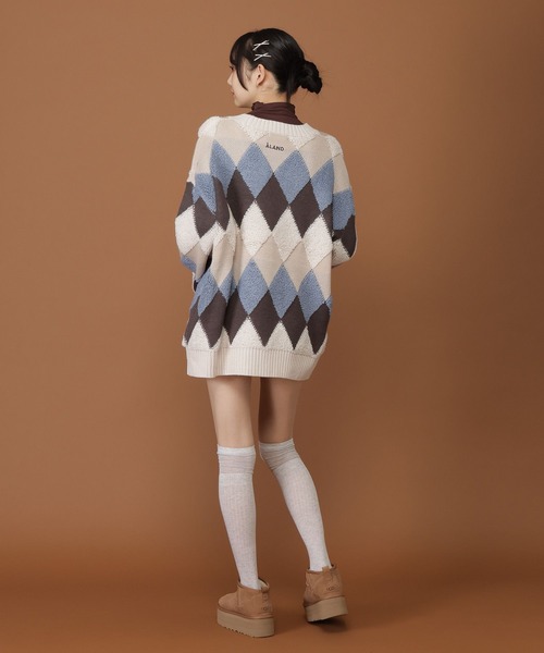 ALAND（エーランド）の「【UNISEX】ALAND／パイルジャガードカーディガン（カーディガン/ボレロ・レディース・ブラック/その他8/チャコール・FREE）」の6枚目の写真