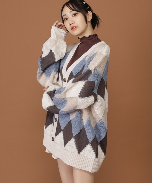 ALAND（エーランド）の「【UNISEX】ALAND／パイルジャガードカーディガン（カーディガン/ボレロ・レディース・ブラック/その他8/チャコール・FREE）」の8枚目の写真