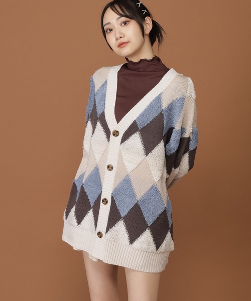 ALAND（エーランド）の「【UNISEX】ALAND／パイルジャガードカーディガン（カーディガン/ボレロ・レディース・ブラック/その他8/チャコール・FREE）」の7枚目の写真