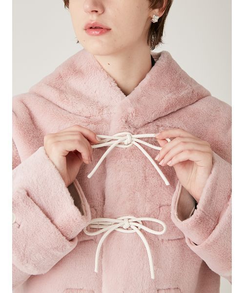 FURFUR リボンショートダッフルコート　ピンク リボンショートダッフルコート（ダッフルコート）｜FURFUR（ファー