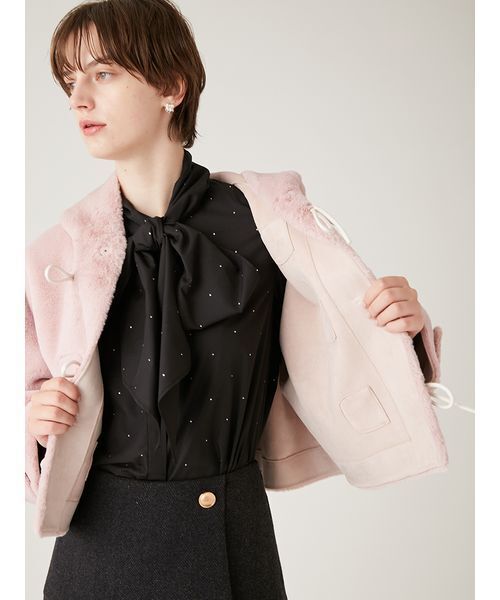 FURFUR（ファーファー）の「リボンショートダッフルコート（ダッフルコート・レディース・アニマル/アイボリー/ピンク/チャコールグレー・F）」の19枚目の写真