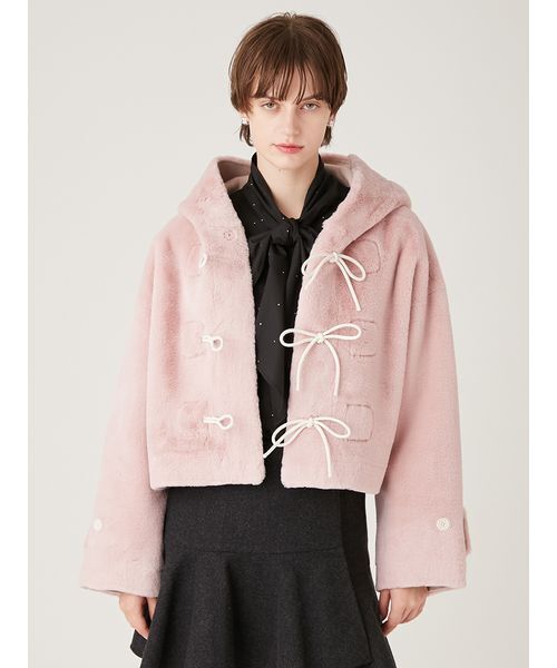 リボンショートダッフルコート　CGRY リボンショートダッフルコート CGRY