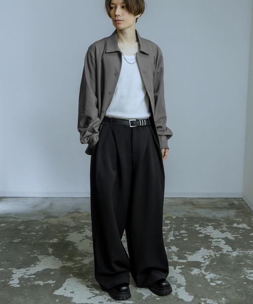 improves（インプローブス）の「ルーズシルエット 袖口配色 ドルマンシャツ（シャツ/ブラウス・メンズ・チャコール/ベージュ/ブラック・LARGE/MEDIUM）」の13枚目の写真