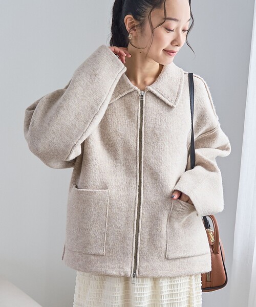 セール】襟付きダブルジップニットジャケット コーディガン