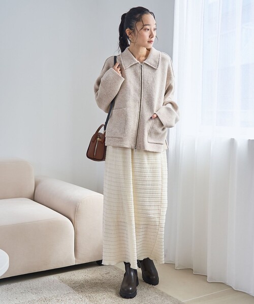 ロロピアーナ　ダブルジップ　ニット　ジャケット　アイボリー　カーディガン ロロピアーナ ダブルジップ ニット ジャケット アイボリー