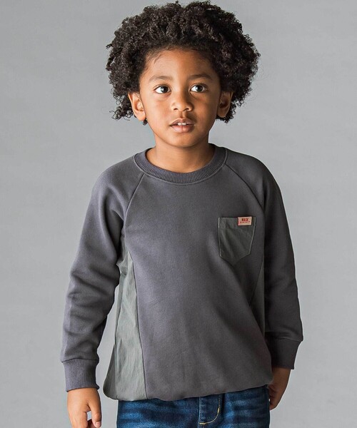 ドロスト異素材トレーナー(100~160cm)（スウェット）｜WASK（ワスク