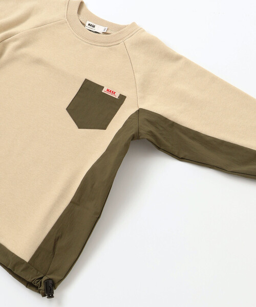 WASK（ワスク）の「ドロスト異素材トレーナー(100~160cm)（スウェット・キッズ・グレー/ベージュ・130cm/160cm/140cm/150cm）」の14枚目の写真