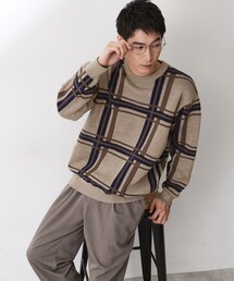 THE SHOP TK  | チェックジャカードニット【洗濯機OK】(ニット/セーター)