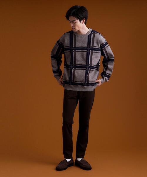 THE SHOP TK (ザ ショップ ティーケー )の「チェックジャカードニット【洗濯機OK】(ニット/セーター・メンズ・ベージュ/ブルーグリーン/オフホワイト・04/03/02)」の5枚目の写真