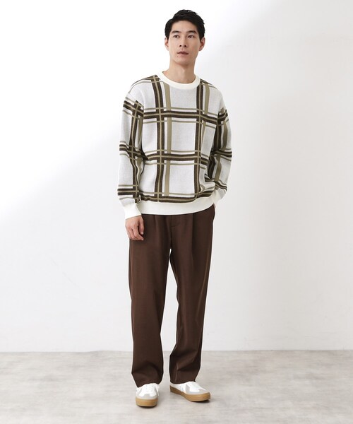 セール】チェックジャカードニット【洗濯機OK】（ニット/セーター