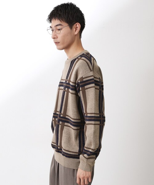THE SHOP TK (ザ ショップ ティーケー )の「チェックジャカードニット【洗濯機OK】(ニット/セーター・メンズ・ベージュ/ブルーグリーン/オフホワイト・04/03/02)」の12枚目の写真