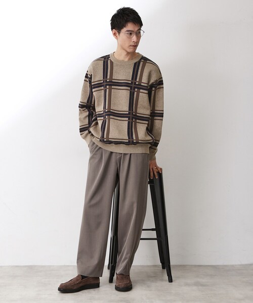 THE SHOP TK (ザ ショップ ティーケー )の「チェックジャカードニット【洗濯機OK】(ニット/セーター・メンズ・ベージュ/ブルーグリーン/オフホワイト・04/03/02)」の14枚目の写真
