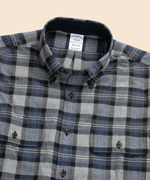 BROOKS BROTHERS(ブルックスブラザーズ)の「コットン/カシミヤ フランネル ダブルポケット カジュアルシャツ Regular Fit(シャツ/ブラウス・メンズ・グレー/ネイビー/ベージュ/アイボリー・SMALL/LARGE/X-LARGE/X-SMALL/MEDIUM)」の7枚目の写真