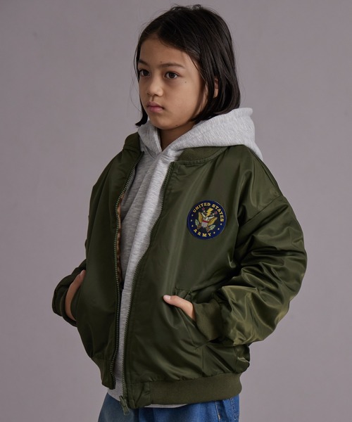 PAIRMANON STREET（ペアマノンストリート）の「フリース リバーシブル MA-1【PAIRMANON STREET】（MA-1・キッズ・ブラック/カーキ・150/140/130/120/110/160/90/100）」の2枚目の写真