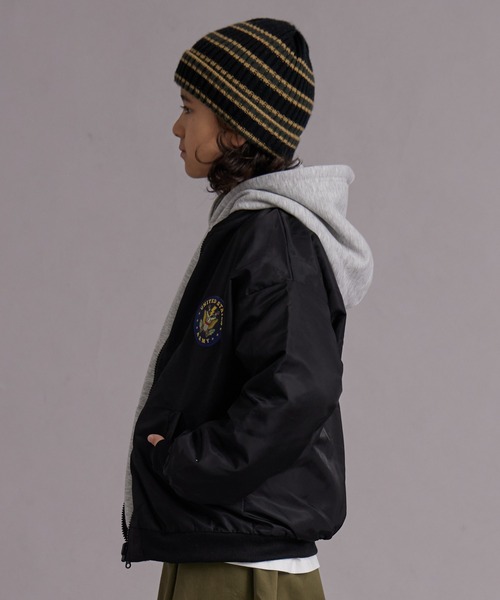 PAIRMANON STREET（ペアマノンストリート）の「フリース リバーシブル MA-1【PAIRMANON STREET】（MA-1・キッズ・ブラック/カーキ・150/140/130/120/110/160/90/100）」の3枚目の写真