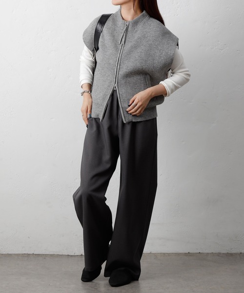 COLONY 2139（コロニートゥーワンスリーナイン）の「片畦ジップアップベスト（ベスト・レディース・ブラック/バーガンディー/グレー・FREE）」の16枚目の写真