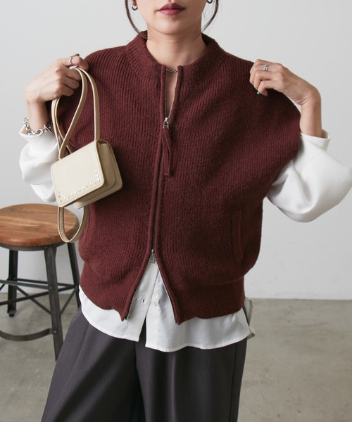 COLONY 2139（コロニートゥーワンスリーナイン）の「片畦ジップアップベスト（ベスト・レディース・ブラック/バーガンディー/グレー・FREE）」の9枚目の写真