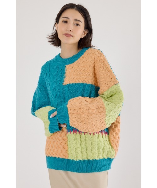 RODEO CROWNS WIDE BOWL（ロデオクラウンズワイドボウル）の「カスタムケーブルニット（ニット/セーター・レディース・ブルー系その他/ピンク系その他/ホワイト系その他・FREE）」の4枚目の写真