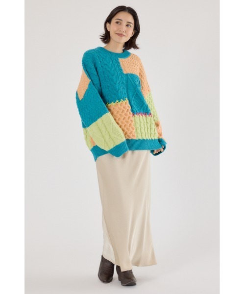 RODEO CROWNS WIDE BOWL（ロデオクラウンズワイドボウル）の「カスタムケーブルニット（ニット/セーター・レディース・ブルー系その他/ピンク系その他/ホワイト系その他・FREE）」の8枚目の写真