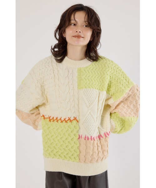 RODEO CROWNS WIDE BOWL（ロデオクラウンズワイドボウル）の「カスタムケーブルニット（ニット/セーター・レディース・ブルー系その他/ピンク系その他/ホワイト系その他・FREE）」の10枚目の写真