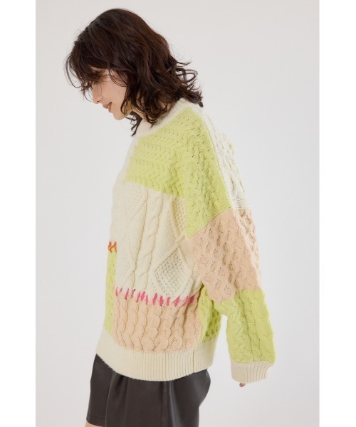 RODEO CROWNS WIDE BOWL（ロデオクラウンズワイドボウル）の「カスタムケーブルニット（ニット/セーター・レディース・ブルー系その他/ピンク系その他/ホワイト系その他・FREE）」の11枚目の写真