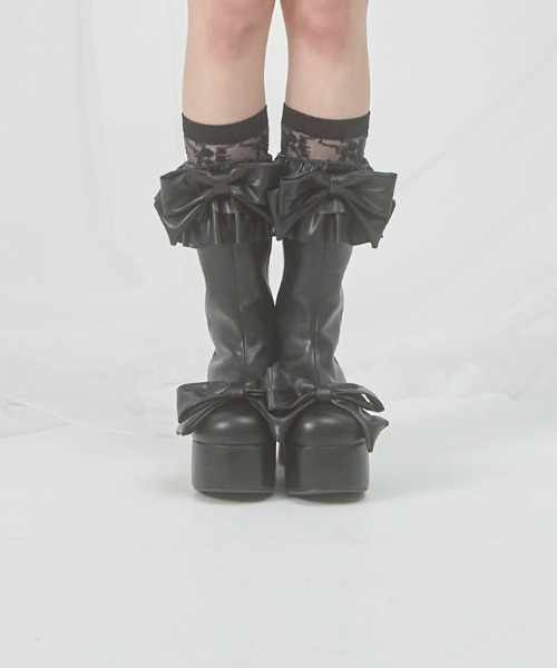 FickleBebe(フィクルベベ)の「フリルリボンショートブーツ(ブーツ・レディース・その他1/ブラック・SMALL/MEDIUM/LARGE)」の14枚目の写真