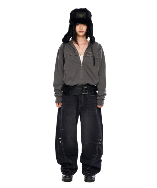 AAKAM（アーカム）の「Logo Patch Zip-Up Hoodie (Black)（パーカー・レディース・その他・1/2）」の4枚目の写真