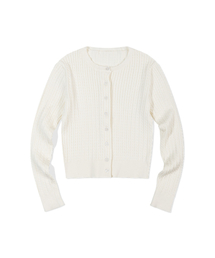 ケーブルボタンアップカーディガン(WHITE)