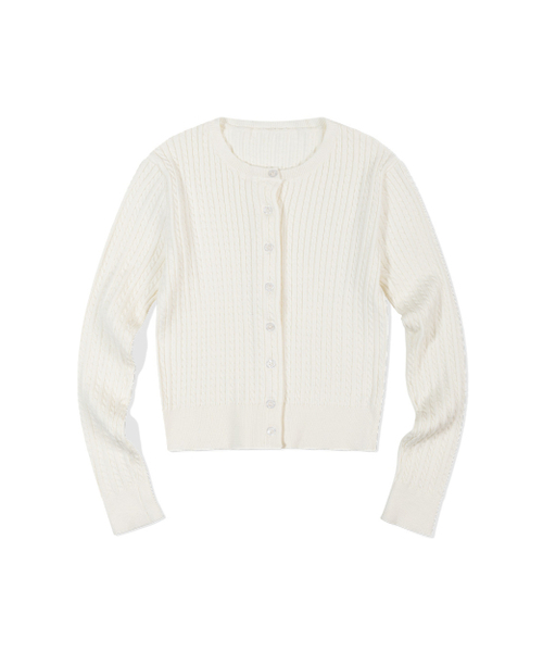 MOAA(モア)の「ケーブルボタンアップカーディガン(WHITE)(カーディガン/ボレロ・レディース・その他・SMALL/MEDIUM)」の1枚目の写真