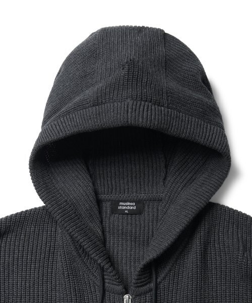MUSINSA STANDARD（ムシンサスタンダード）の「リブニットフードパーカー [ミディアムグレー]（ニット/セーター・メンズ・その他・SMALL/MEDIUM/LARGE/X-LARGE/XX-LARGE）」の4枚目の写真