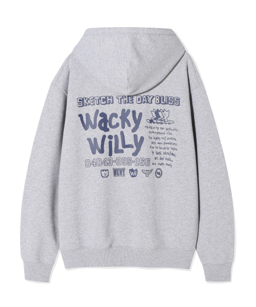 Wacky WiLLy（ワッキーウィリー）の「スケッチグラフィックフードスウェットグレー（パーカー・レディース・その他・SMALL/MEDIUM/LARGE/X-LARGE/X-SMALL）」の3枚目の写真