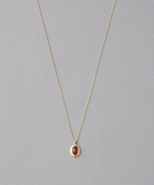[ガーネット] K10YG カボション ネックレス