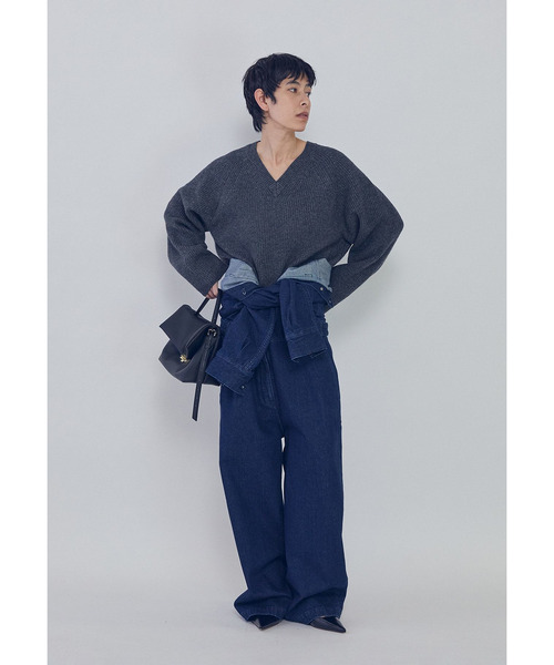 1er Arrondissement(プルミエアロンディスモン)の「ウールナイロン畦Vネックプルオーバー(ニット/セーター・レディース・グレー系その他7/ブラック系その他3/オフホワイト・FREE)」の14枚目の写真