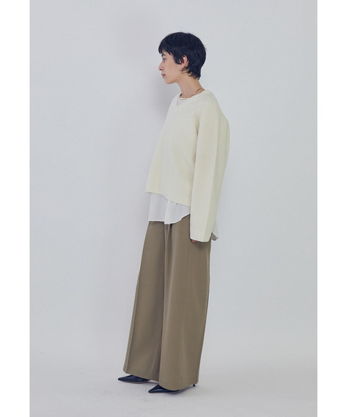 1er Arrondissement(プルミエアロンディスモン)の「ウールナイロン畦Vネックプルオーバー(ニット/セーター・レディース・グレー系その他7/ブラック系その他3/オフホワイト・FREE)」の8枚目の写真