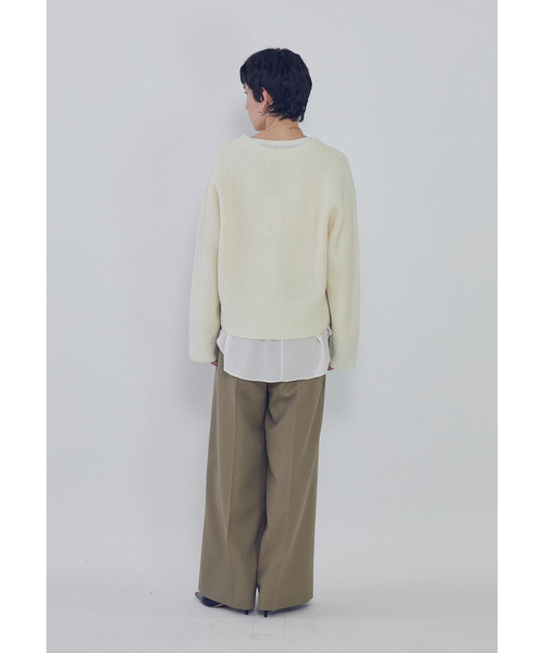1er Arrondissement(プルミエアロンディスモン)の「ウールナイロン畦Vネックプルオーバー(ニット/セーター・レディース・グレー系その他7/ブラック系その他3/オフホワイト・FREE)」の12枚目の写真