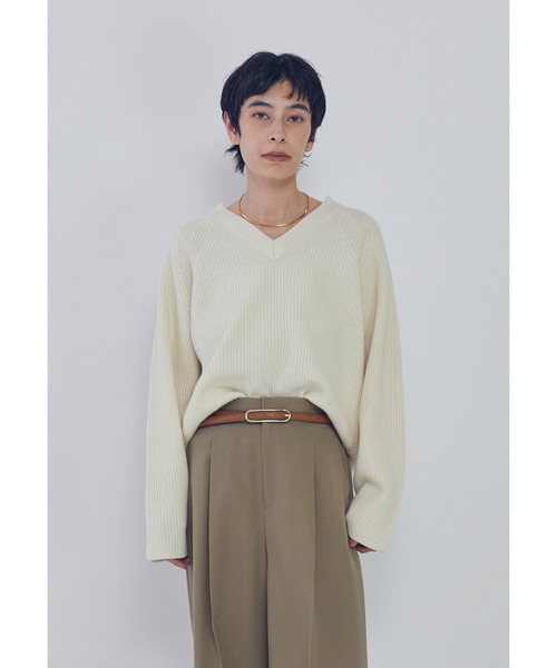 1er Arrondissement(プルミエアロンディスモン)の「ウールナイロン畦Vネックプルオーバー(ニット/セーター・レディース・グレー系その他7/ブラック系その他3/オフホワイト・FREE)」の5枚目の写真