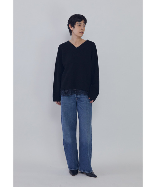1er Arrondissement(プルミエアロンディスモン)の「ウールナイロン畦Vネックプルオーバー(ニット/セーター・レディース・グレー系その他7/ブラック系その他3/オフホワイト・FREE)」の16枚目の写真