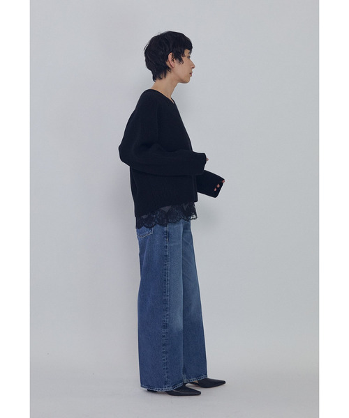 1er Arrondissement(プルミエアロンディスモン)の「ウールナイロン畦Vネックプルオーバー(ニット/セーター・レディース・グレー系その他7/ブラック系その他3/オフホワイト・FREE)」の19枚目の写真