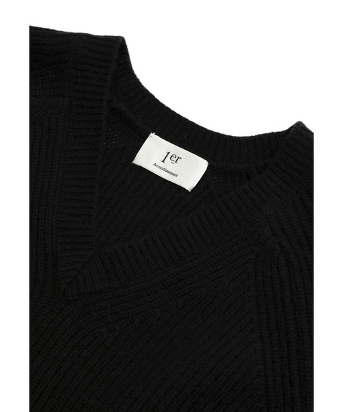 1er Arrondissement(プルミエアロンディスモン)の「ウールナイロン畦Vネックプルオーバー(ニット/セーター・レディース・グレー系その他7/ブラック系その他3/オフホワイト・FREE)」の21枚目の写真