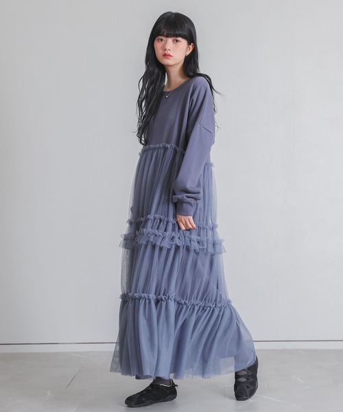 somari imagination(ソマリ イマジネーション)の「『チュールドッキングスウェットワンピース』(ワンピース・レディース・ブラック/ブルー・FREE)」の5枚目の写真