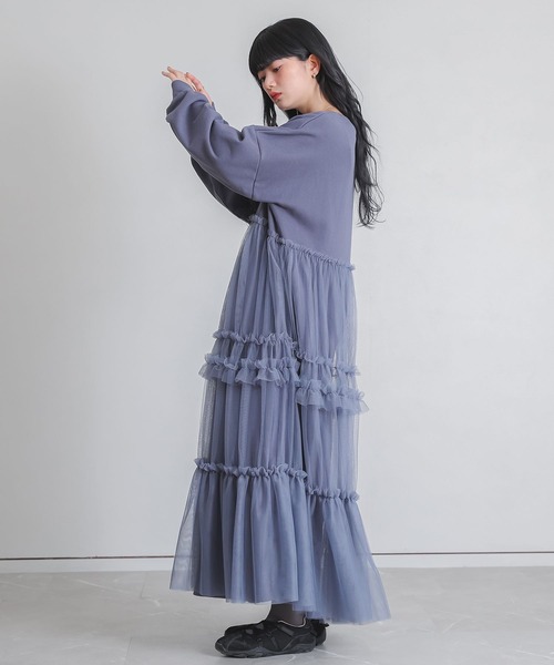 somari imagination(ソマリ イマジネーション)の「『チュールドッキングスウェットワンピース』(ワンピース・レディース・ブラック/ブルー・FREE)」の6枚目の写真