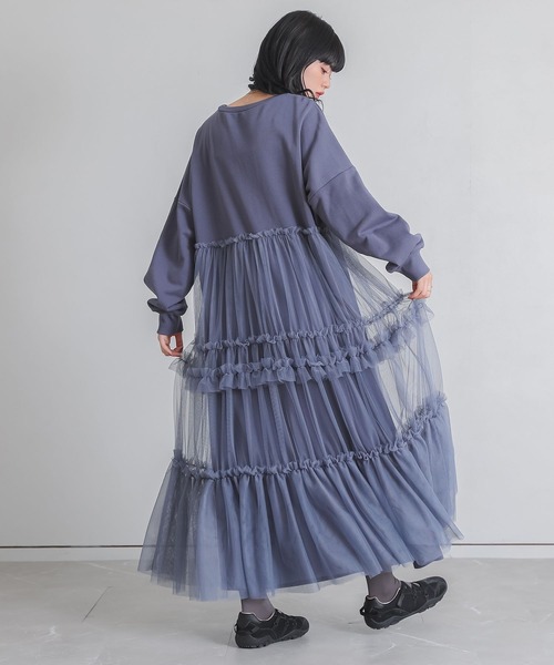 somari imagination(ソマリ イマジネーション)の「『チュールドッキングスウェットワンピース』(ワンピース・レディース・ブラック/ブルー・FREE)」の7枚目の写真