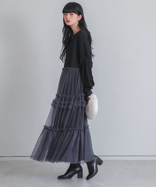 somari imagination(ソマリ イマジネーション)の「『チュールドッキングスウェットワンピース』(ワンピース・レディース・ブラック/ブルー・FREE)」の16枚目の写真