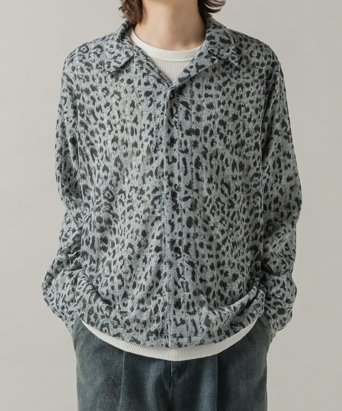 CASPER JOHN（キャスパージョン）の「Leopard knit shirts/レオパードニットシャツ（シャツ/ブラウス・メンズ・サックスブルー/ベージュ・SMALL/MEDIUM/LARGE/X-SMALL）」の19枚目の写真