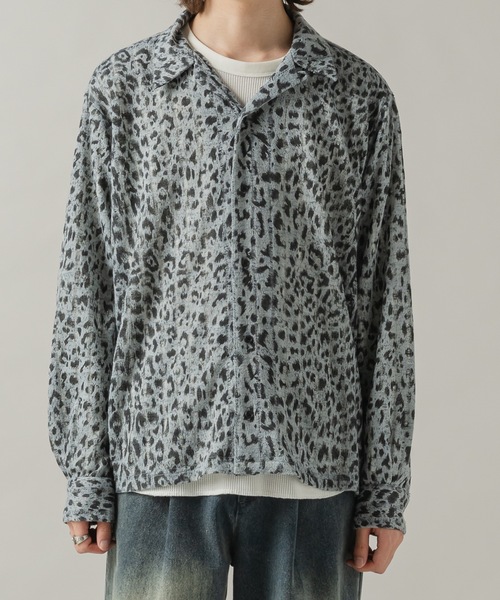 CASPER JOHN（キャスパージョン）の「Leopard knit shirts/レオパードニットシャツ（シャツ/ブラウス・メンズ・サックスブルー/ベージュ・SMALL/MEDIUM/LARGE/X-SMALL）」の18枚目の写真