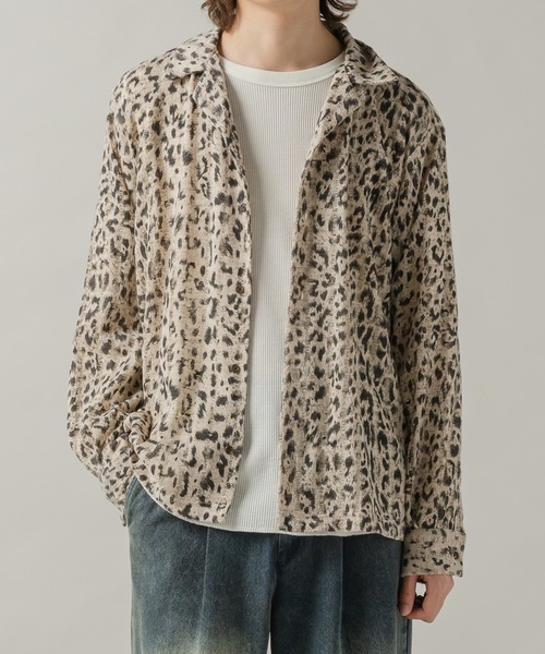 CASPER JOHN（キャスパージョン）の「Leopard knit shirts/レオパードニットシャツ（シャツ/ブラウス・メンズ・サックスブルー/ベージュ・SMALL/MEDIUM/LARGE/X-SMALL）」の12枚目の写真