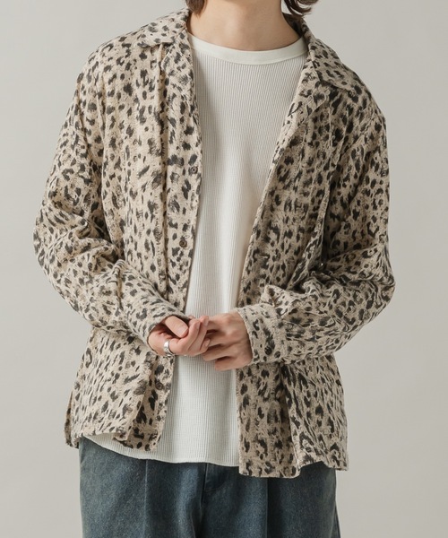 CASPER JOHN（キャスパージョン）の「Leopard knit shirts/レオパードニットシャツ（シャツ/ブラウス・メンズ・サックスブルー/ベージュ・SMALL/MEDIUM/LARGE/X-SMALL）」の13枚目の写真