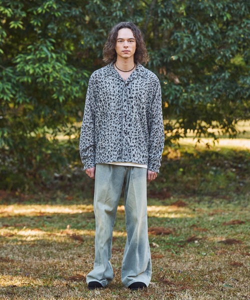 CASPER JOHN（キャスパージョン）の「Leopard knit shirts/レオパードニットシャツ（シャツ/ブラウス・メンズ・サックスブルー/ベージュ・SMALL/MEDIUM/LARGE/X-SMALL）」の6枚目の写真
